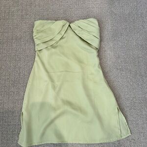 Princess Polly Strapless Pleated Sweetheart Mini Dress in Light Green